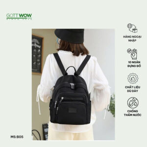 Balo nữ nhỏ gọn, chất vải dù dày- Size:34x 26 x18cm- B05