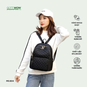 Balo nữ vải thời trang Gott Wow balo nhỏ gọn - Size:H33xW28xD15- B04