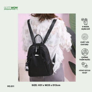 Balo nhỏ nữ Gott Wow, chất vải Oxford chống nước gọn nhẹ- Size: H31 x W25 x D13cm- B11