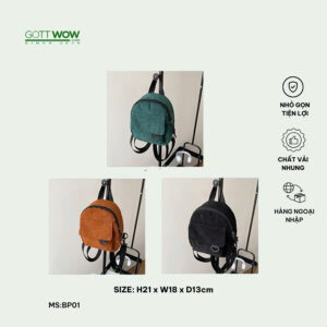 Balo mini vải nhung Gott Wow balo nữ thời trang Hàn Quốc đẹp xinh nhỏ gọn - Size: H21 x W18 x D13cm-BP01
