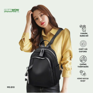 Balo nữ thời trang tiện lợi, chất vải oxford chống nước -H36 x W27 x D13cm-B10