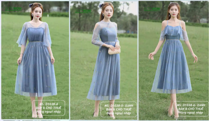 Đầm dự tiệc ngắn trẻ trung xinh đẹp (eo 60-80cm) - MS: D1038 - Xanh