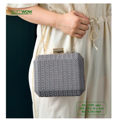 Ví dự tiệc đẹp sang trẻ trung, có dây đeo ngắn & dài- MS: V109 Xám
