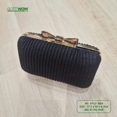 Ví dự tiệc đẹp sang trẻ trung, có dây đeo ngắn & dài- MS: V112 XANH ĐEN