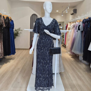 Đầm dạ hội trung niên đẹp sang quý phái (Sẵn eo 65-75cm)-MS: 1085 -Xanh đen