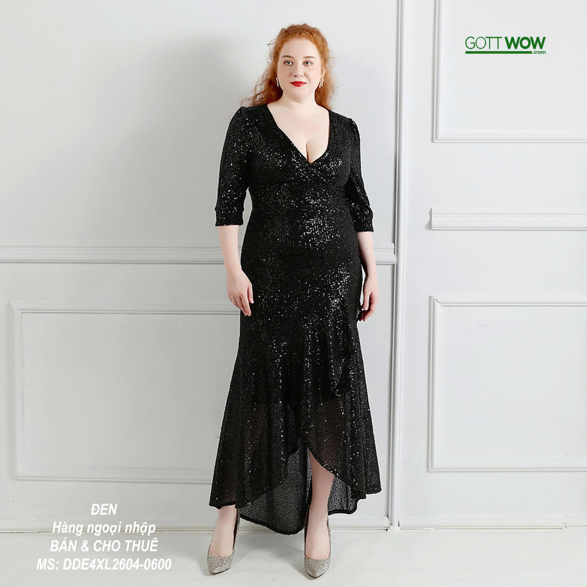 Đầm dạ hội bigsize đẹp sang (sẵn eo 80 - 100cm) - MS: 600 Đen