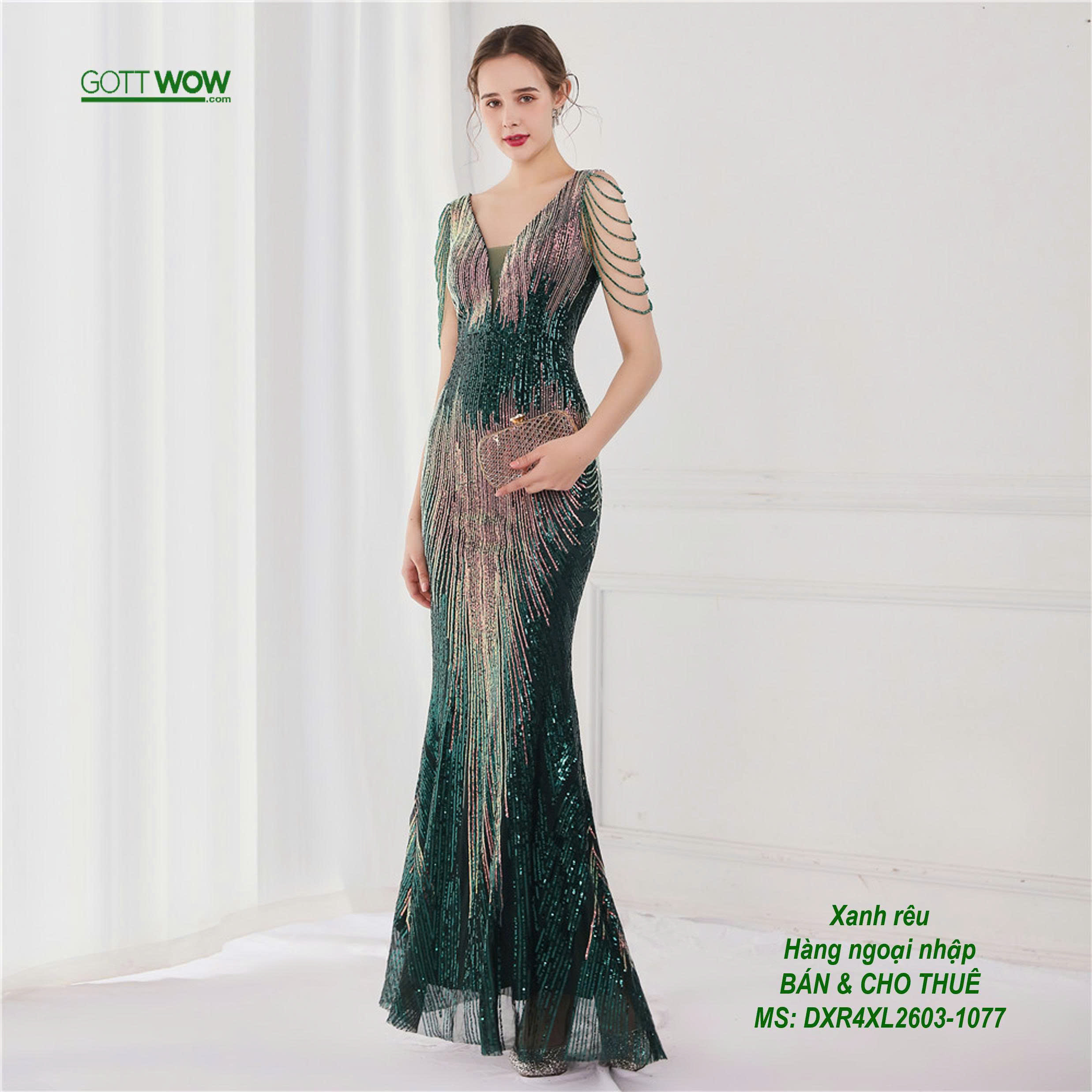 Đầm dạ hội trung niên đẹp sang quý phái (sẵn eo 80 - 100cm) - MS: 1077