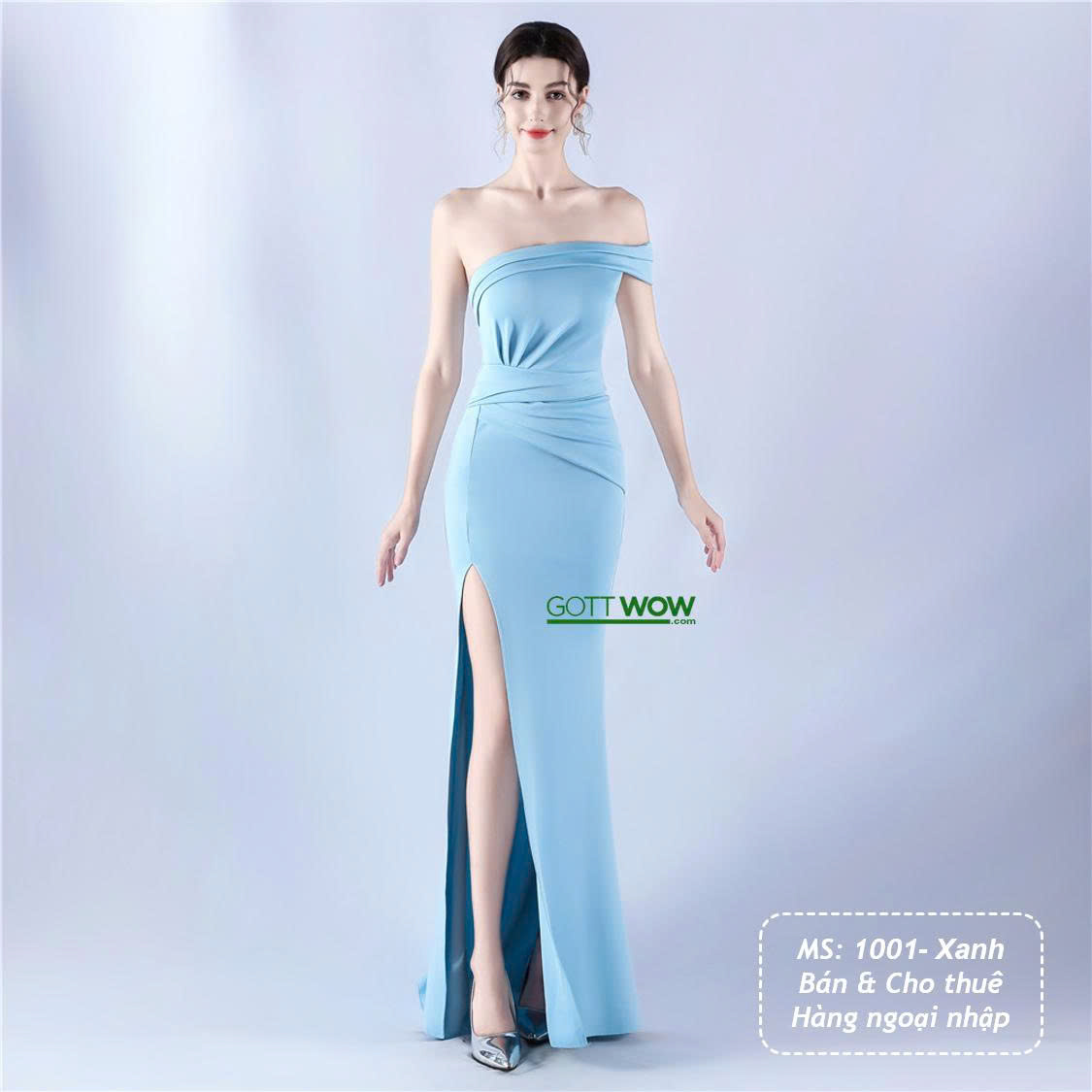 Đầm dự tiệc đẹp sang trẻ trung (Sẵn eo 60-73cm)- MS: 1001- Xanh